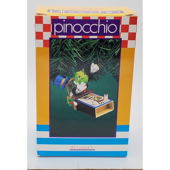 Enesco Pinocchio Jiminy Cricket All Tucked In Vintage Disney Christmas Ornament - Picture 1 of 16